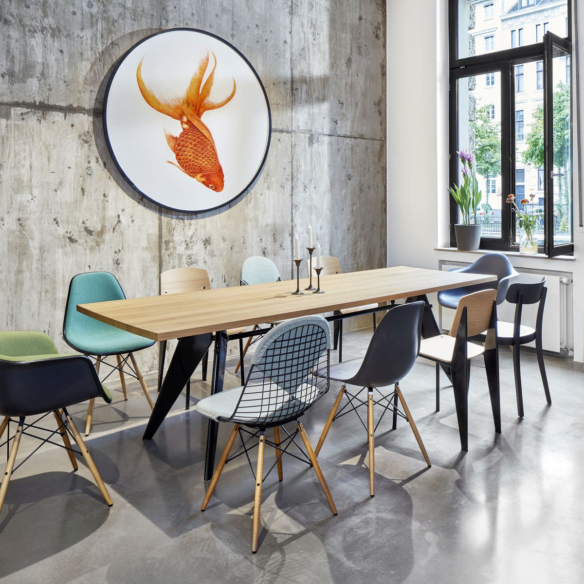 Vitra EM Table Besprechungstisch / Esstisch Holz und Metall