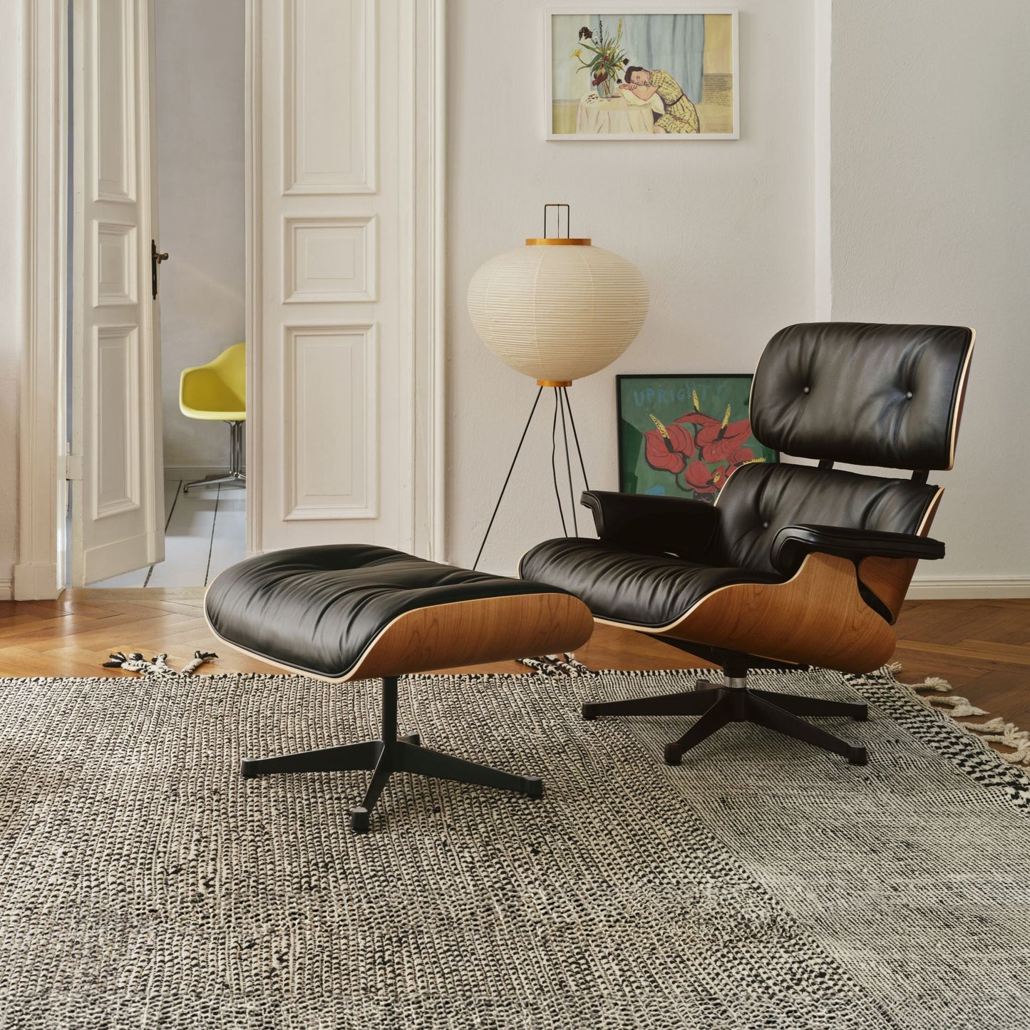 Vitra Eames Lounge Chair & Ottoman Sessel mit Hocker Leder/Palisander