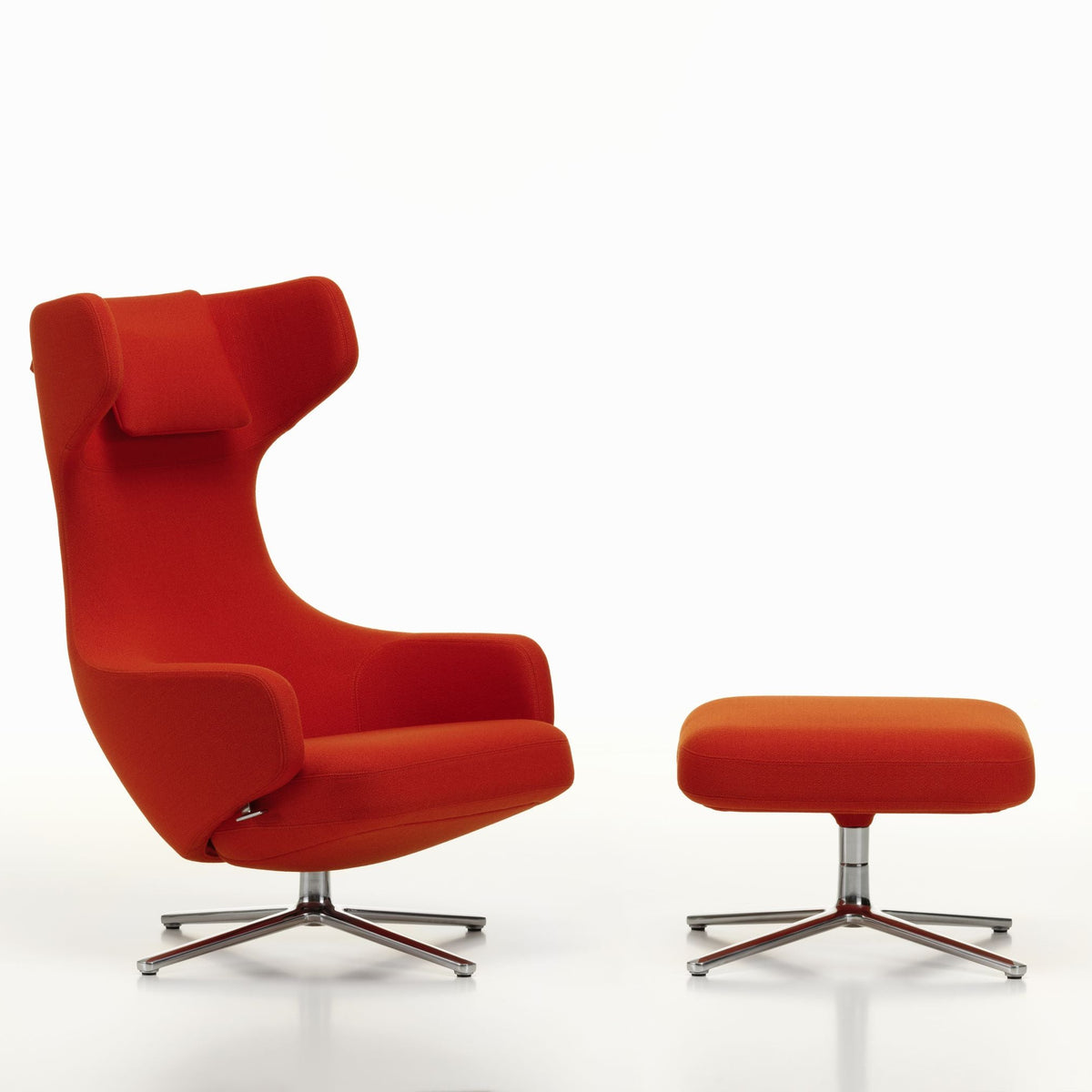 Vitra Grand Repos Loungesessel drehbar mit Ottoman Ohrensessel & Hocker