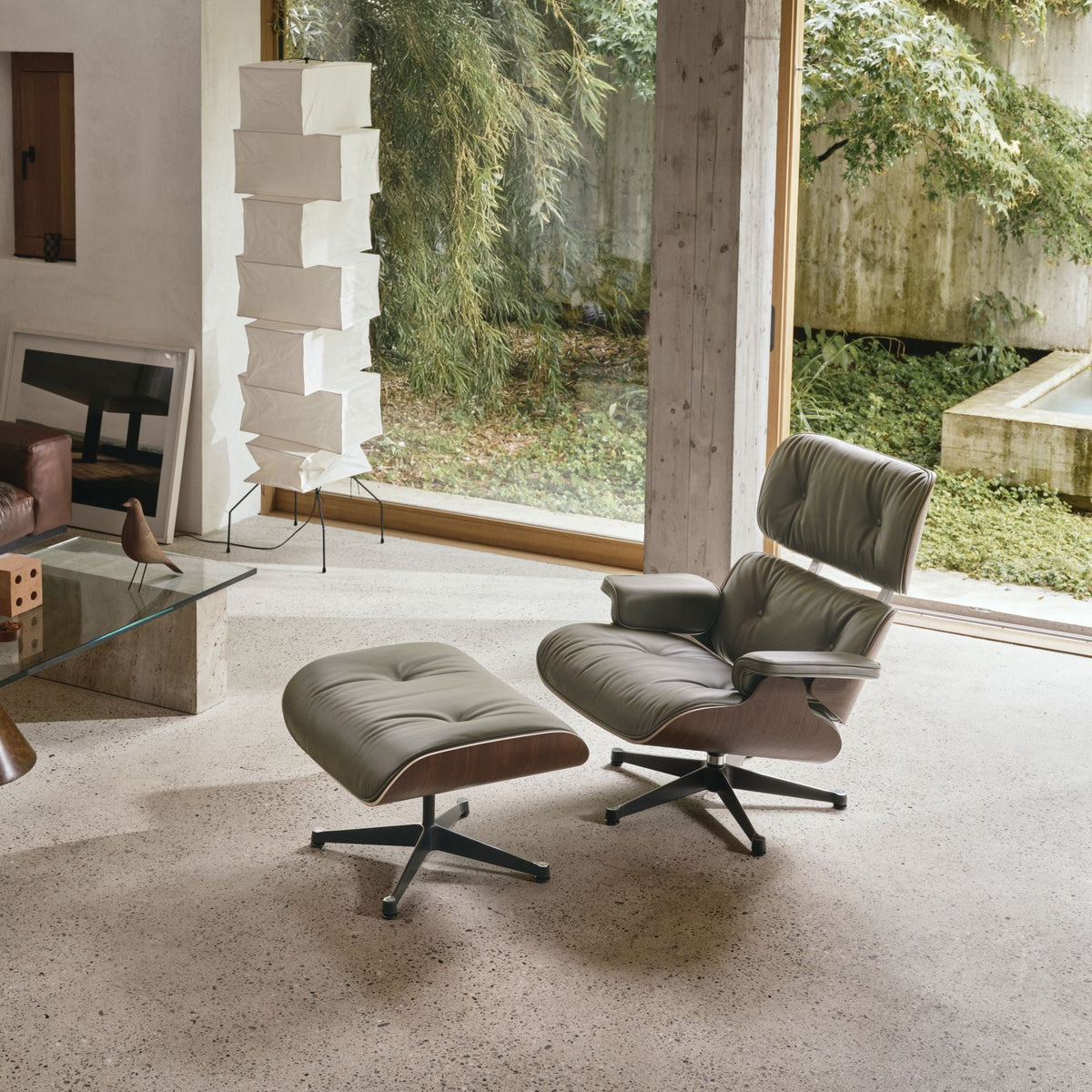 Vitra Eames Lounge Chair & Ottoman Sessel mit Hocker Leder/Palisander