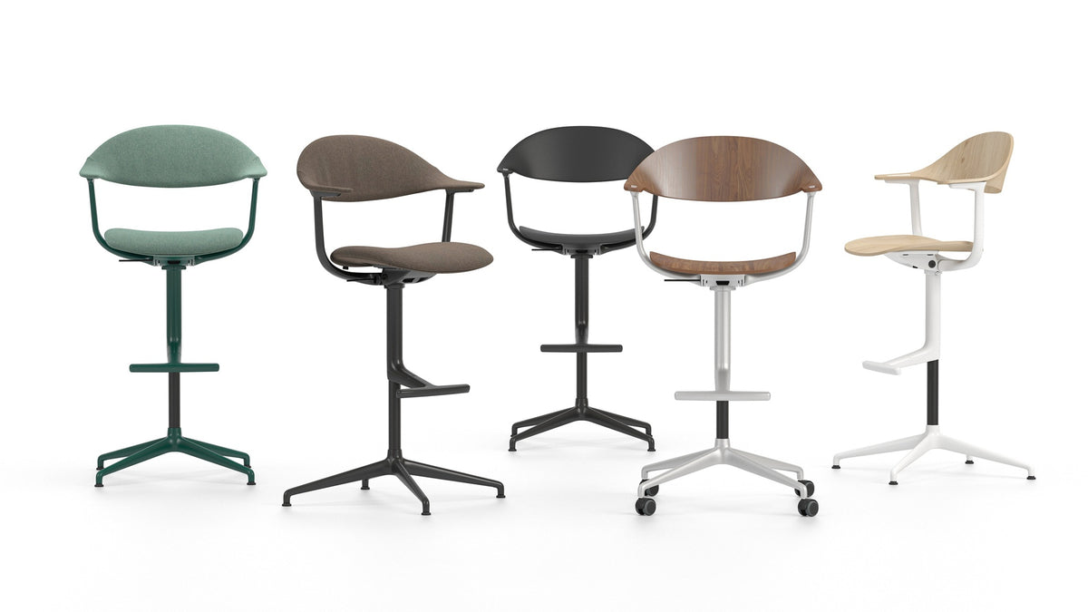 Vitra Mynt High Counterstuhl Plywood Sitz & Rücken Formsperrholz