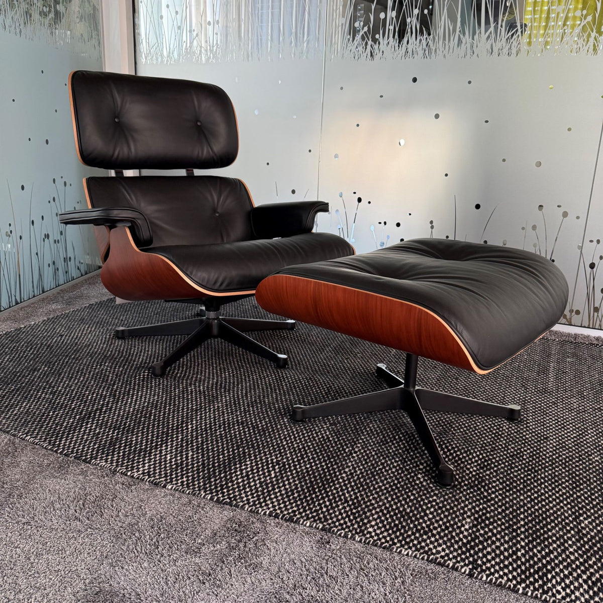 Vitra Eames Lounge Chair & Ottoman Sessel mit Hocker Leder/Palisander