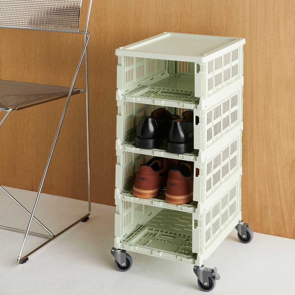 HAY Color Crate Wheels L large - Rollen (4er Set) gebremst für Klapp-Box