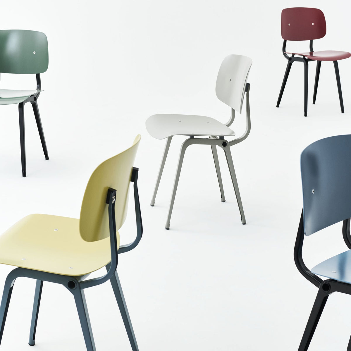 Hay Revolt Chair 4-Fuß-Stuhl Sitz & Rücken ABS-Kunststoff Stahlgestell