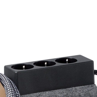 Njustudio Stromer 3fach Steckdose schwarz Strommöbel mit Satteltasche