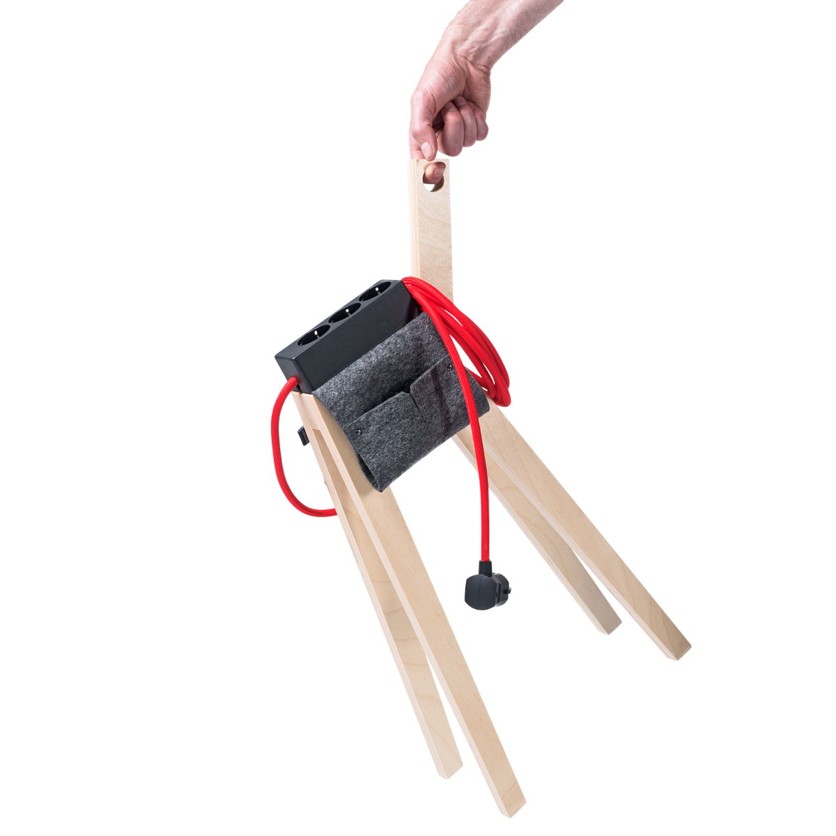 Njustudio Stromer 3fach Steckdose schwarz Strommöbel mit Satteltasche
