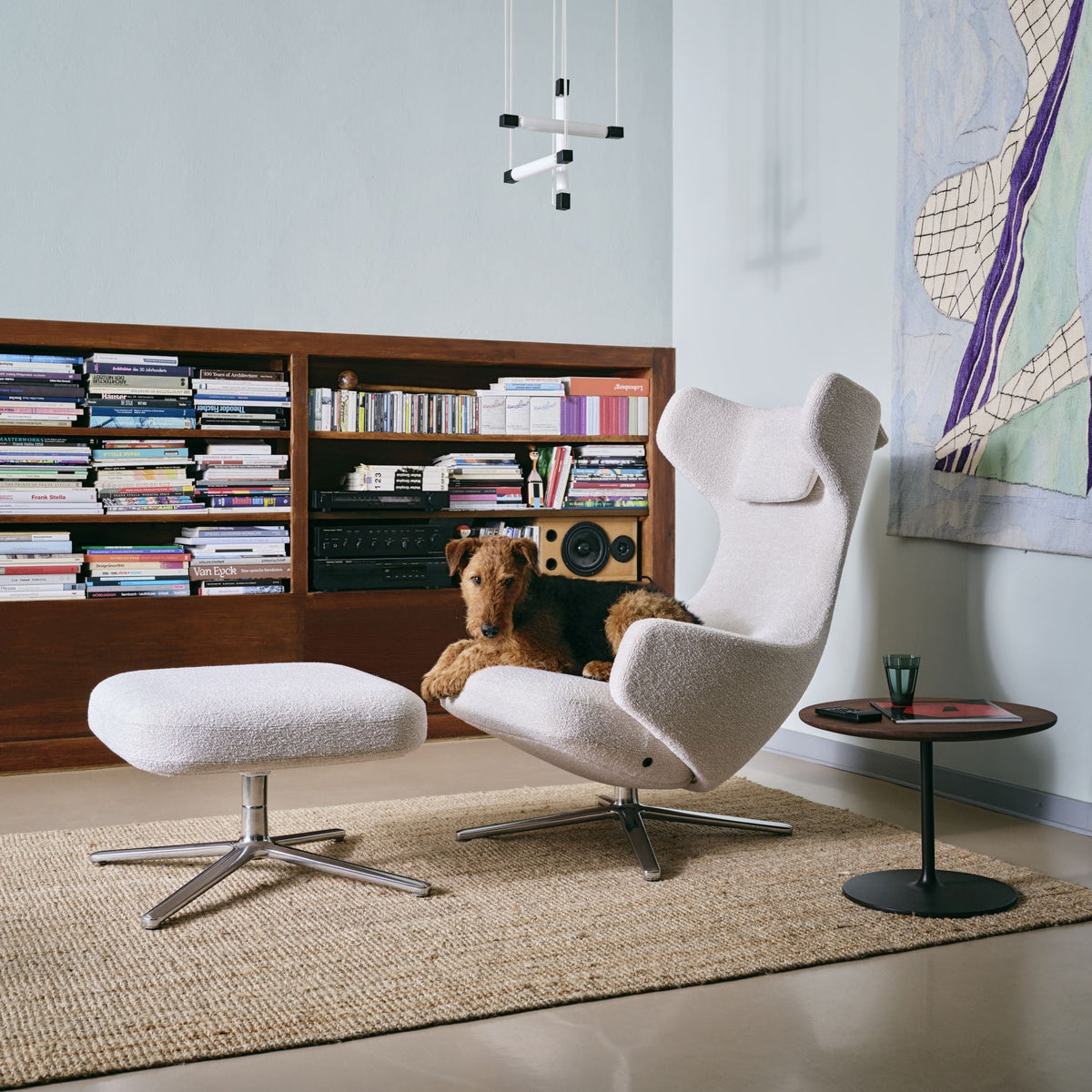 Vitra Grand Repos Loungesessel drehbar mit Ottoman Ohrensessel & Hocker
