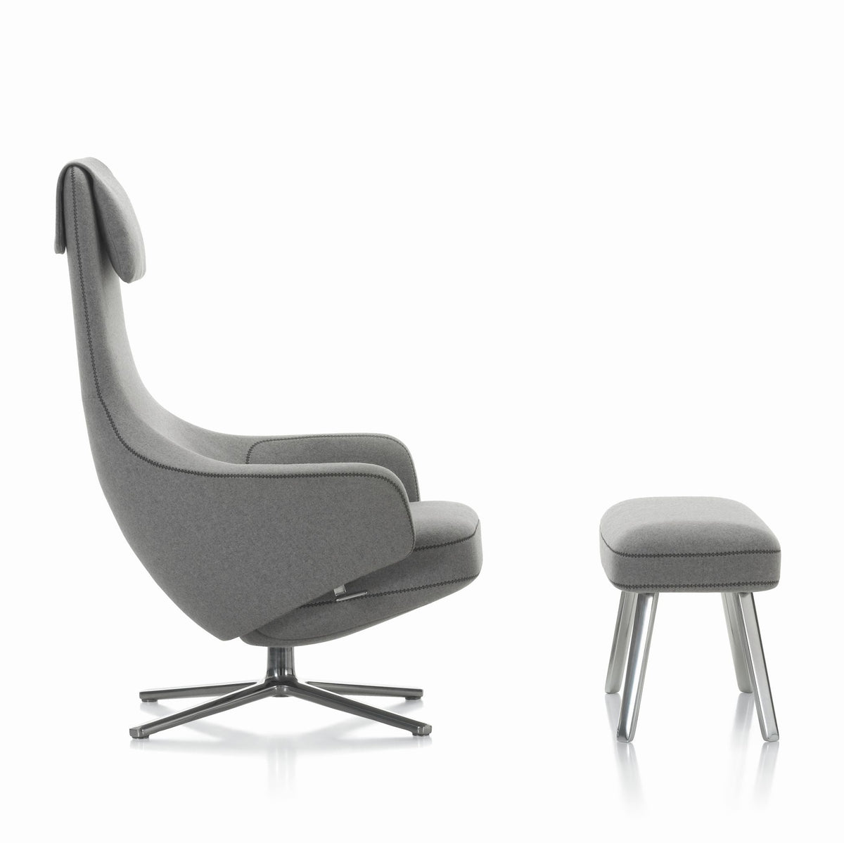 Vitra Repos Loungesessel drehbar mit Panchina hoher Sessel & Bank