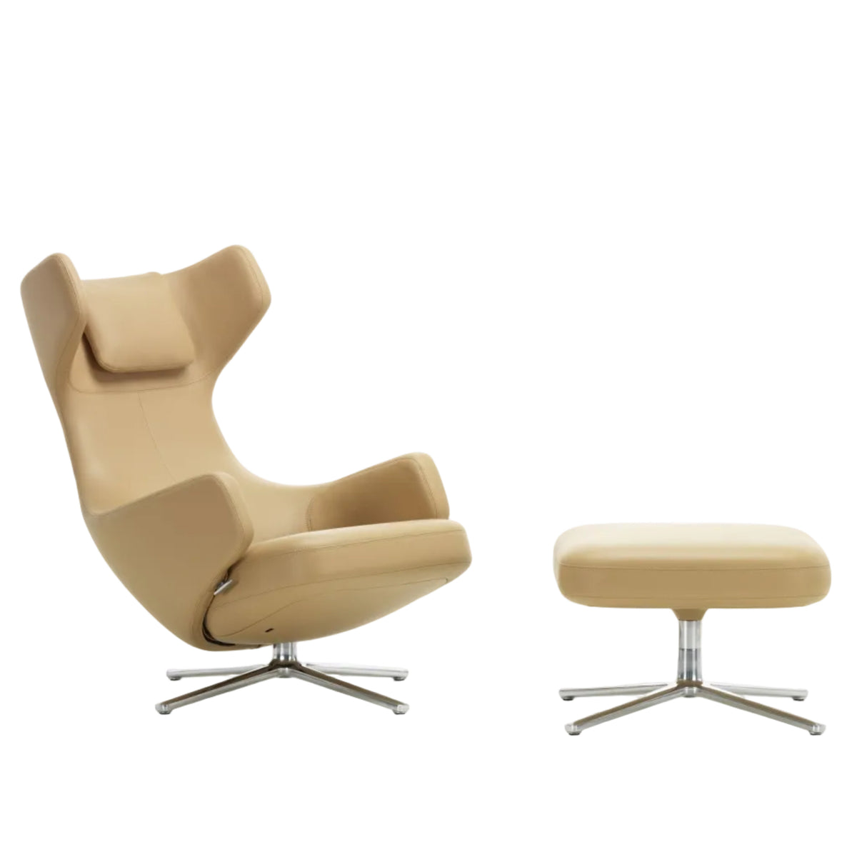 Vitra Grand Repos Loungesessel drehbar mit Ottoman Ohrensessel & Hocker