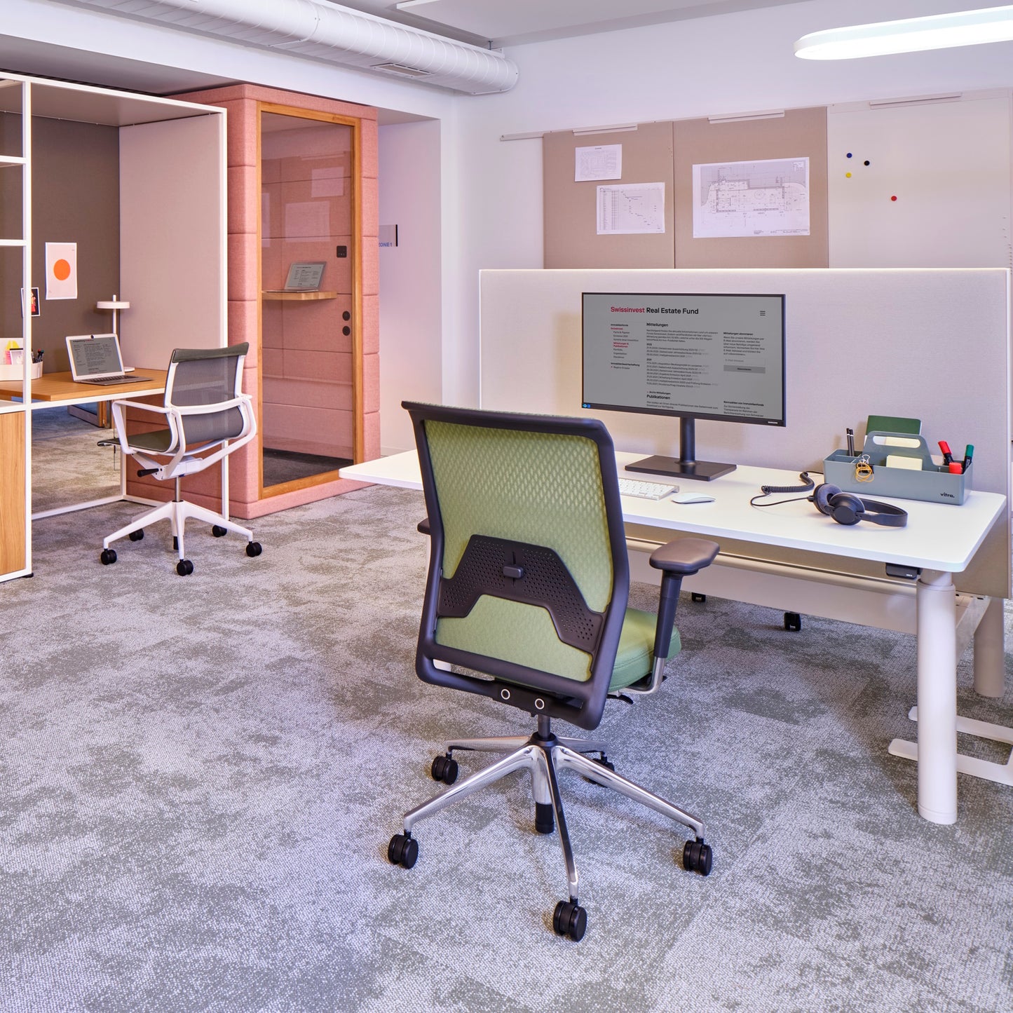 Vitra ID Mesh Bürostuhl mit Netzrücken Diamond Mesh Sitzbezug Volo