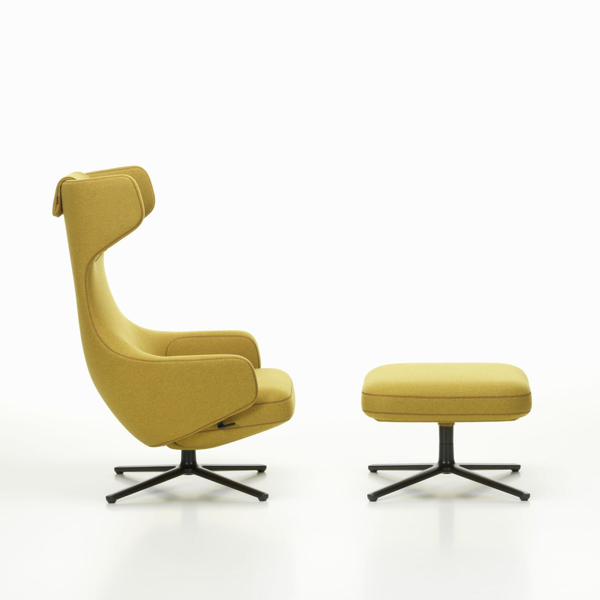 Vitra Grand Repos Loungesessel drehbar mit Ottoman Ohrensessel & Hocker