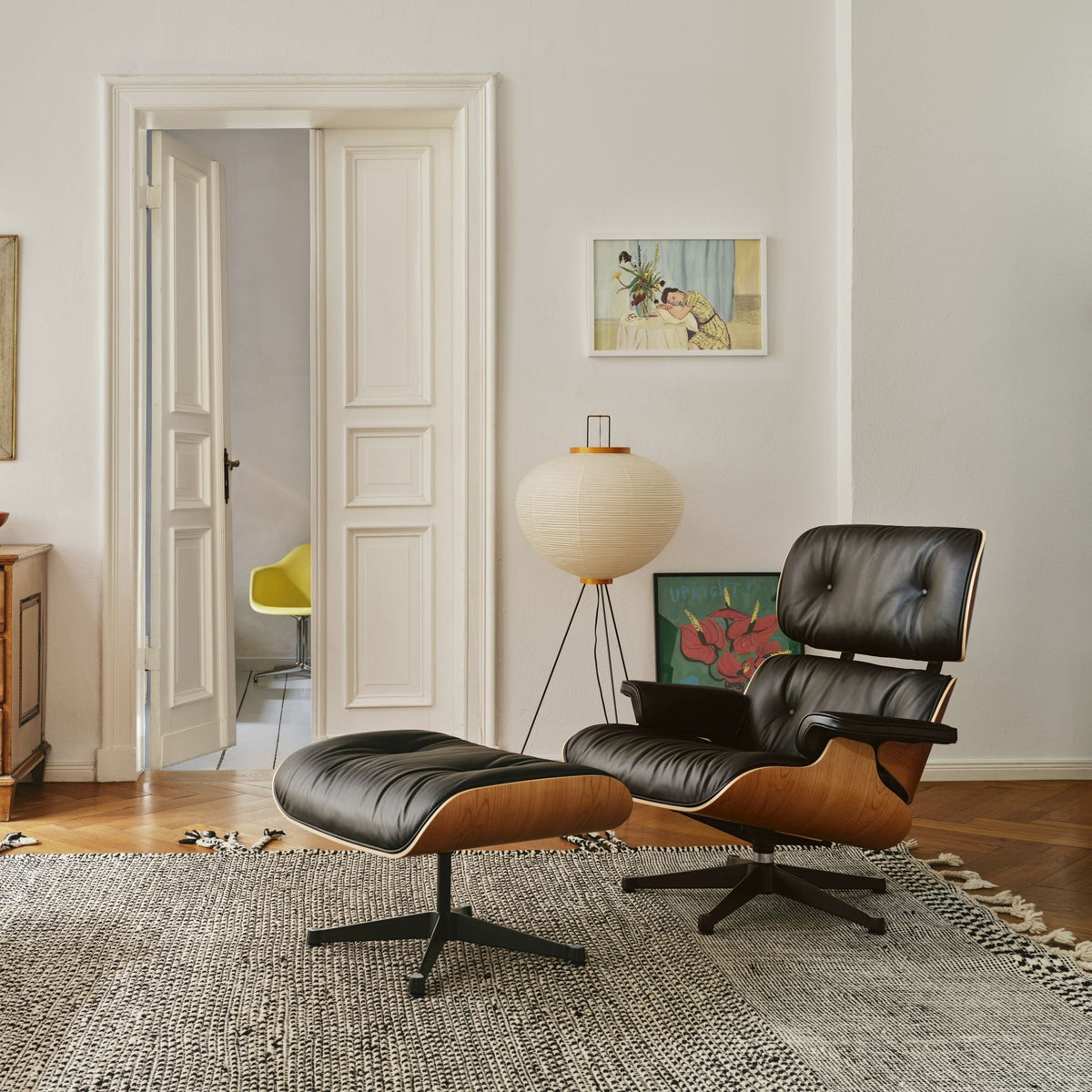 Vitra Eames Ottoman für Lounge Chair Hocker einzeln Stoff / Leder & Furnier