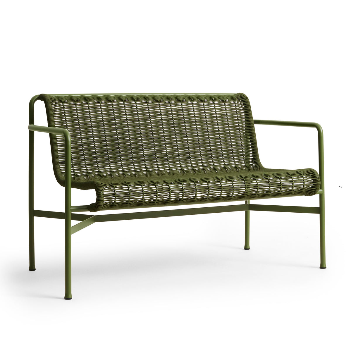 HAY Palissade Cord Dining Bench Outdoor-Bank mit Armlehnen