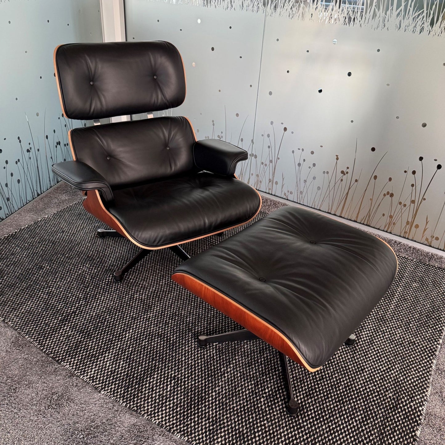 Vitra Eames Lounge Chair & Ottoman Sessel mit Hocker Leder/Palisander