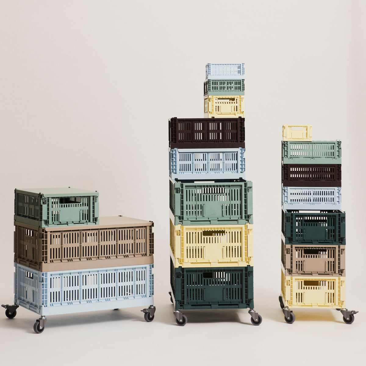 HAY Color Crate Wheels L large - Rollen (4er Set) gebremst für Klapp-Box