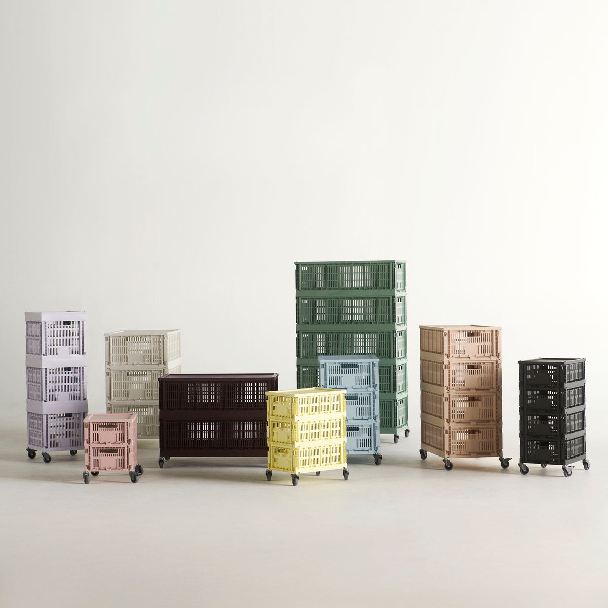 HAY Color Crate Wheels L large - Rollen (4er Set) gebremst für Klapp-Box