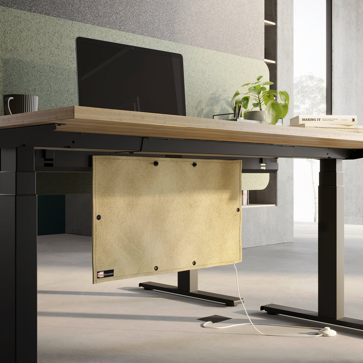 FM Infrarot Schreibtisch-Heizung natur-beige