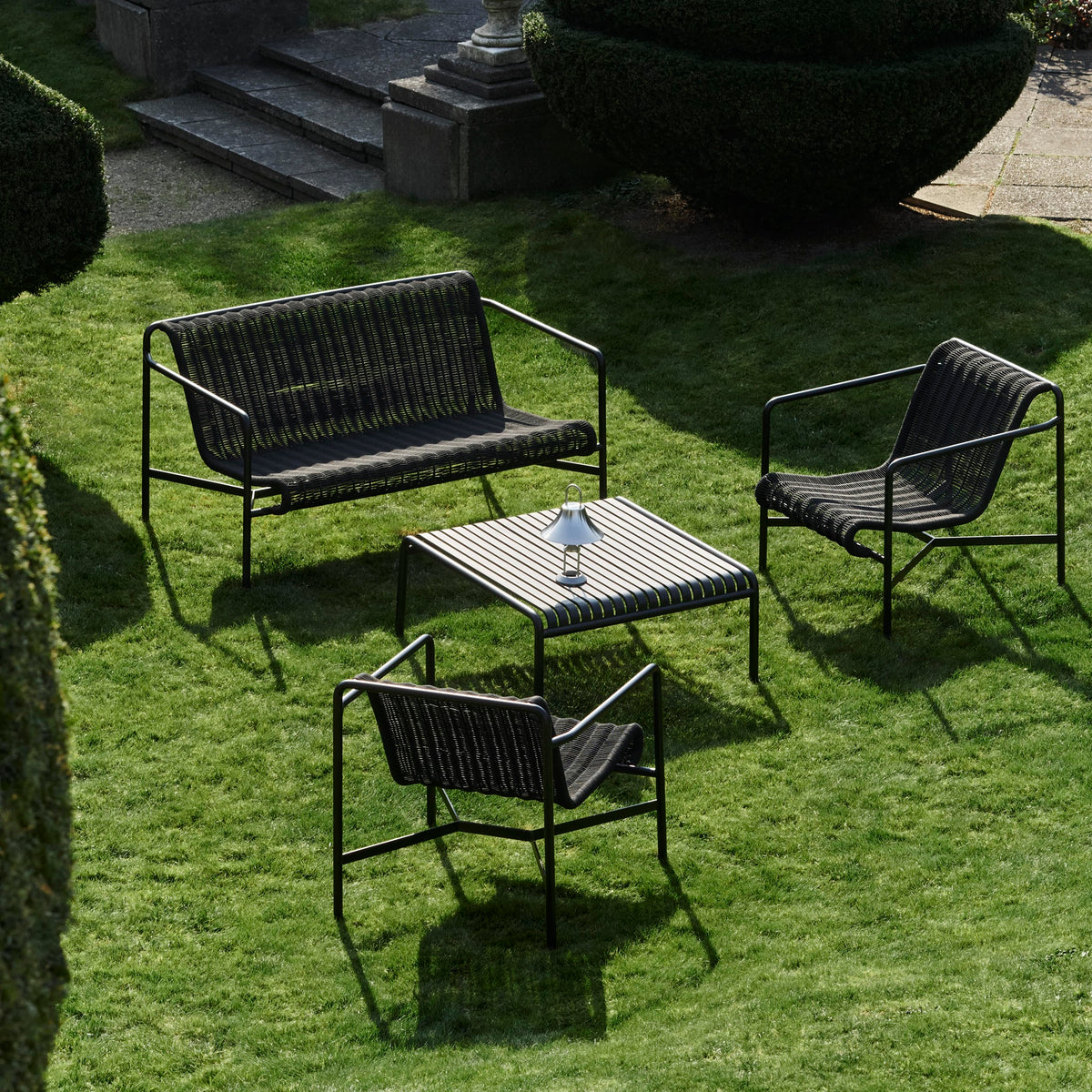 HAY Palissade Cord Lounge Chair Outdoor-Stuhl niedrig mit Armlehnen