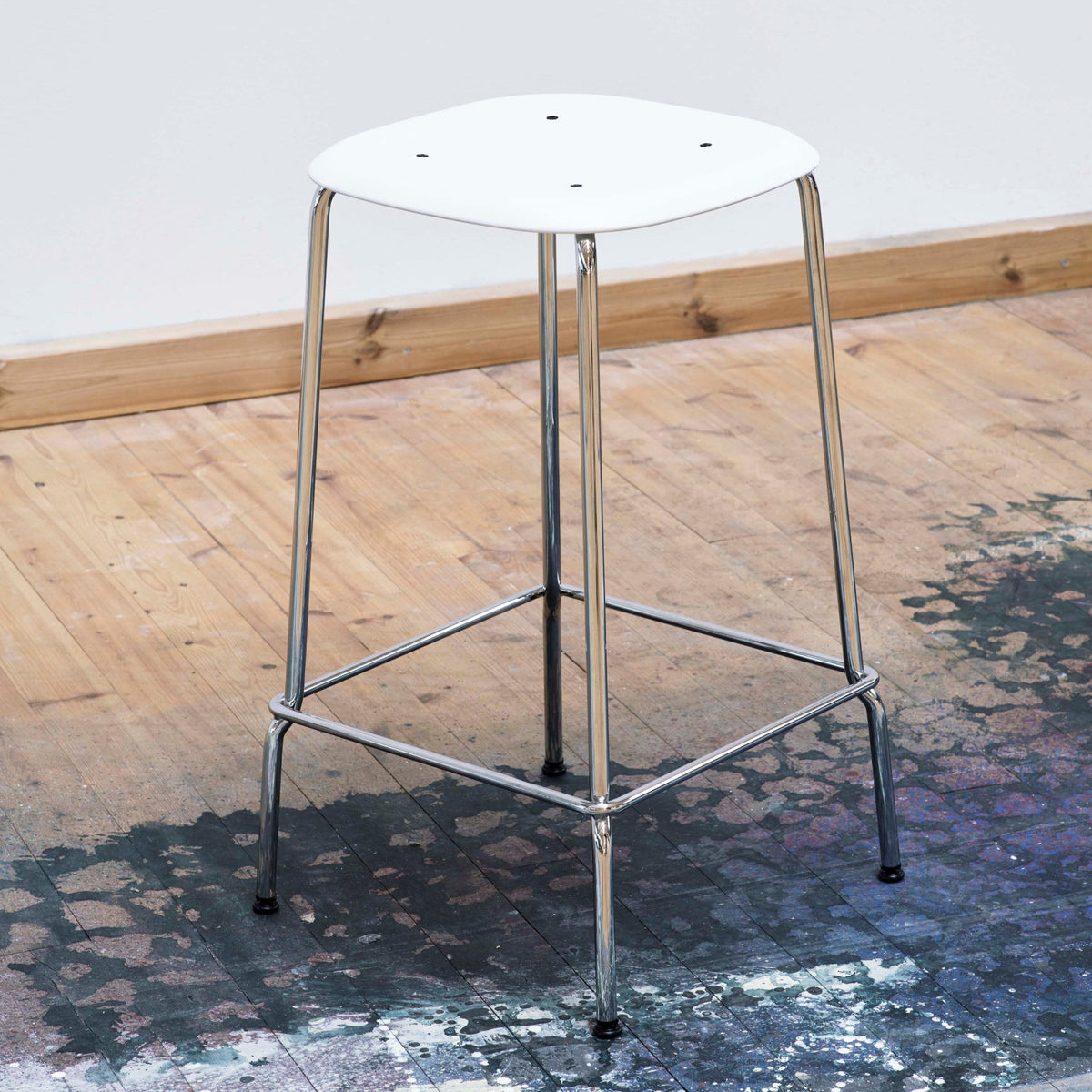 Hay Soft Edge 85 Barhocker - Sitz Kunststoff  4-Fuß weiß / chrom