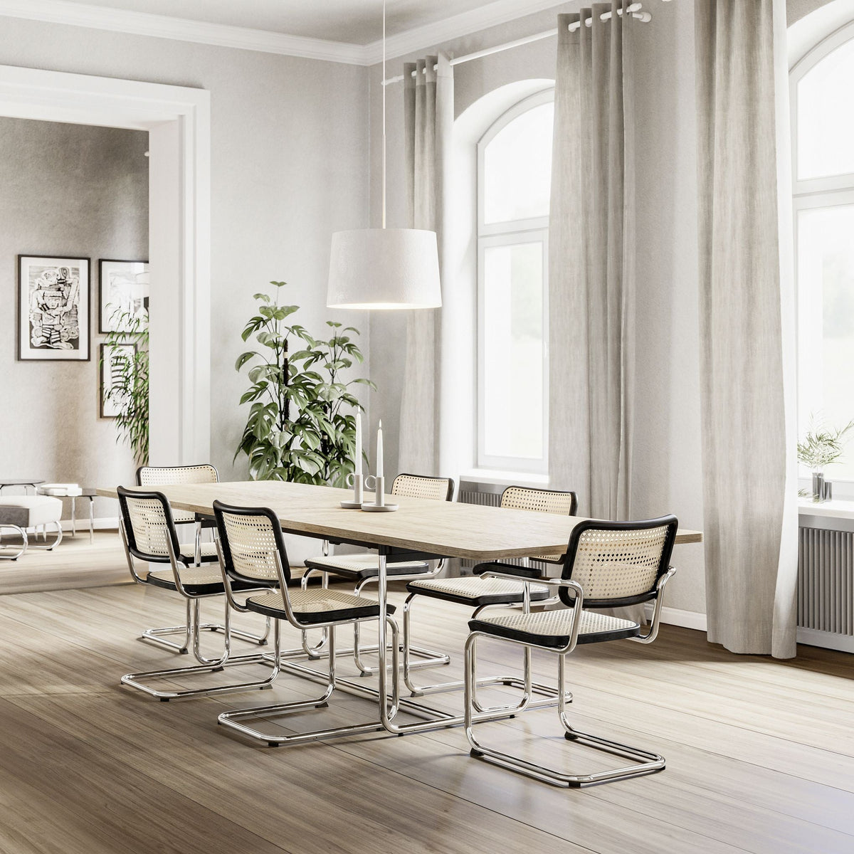 Thonet S 64 V Freischwinger Stuhl mit Armlehnen Sitz & Rücken Rohrgeflecht